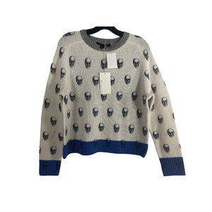 360 CASHMERE Womens Sweater M Colorblock Skull Cashmere Crew Neck Pullover $494